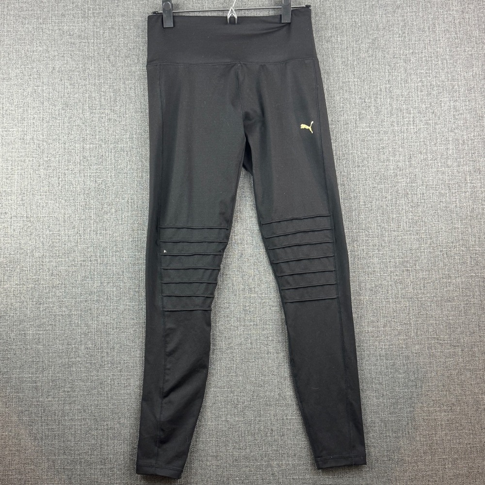 Puma Leggings Womens Large Black Moto Style High Waist Athletic Yoga Pants